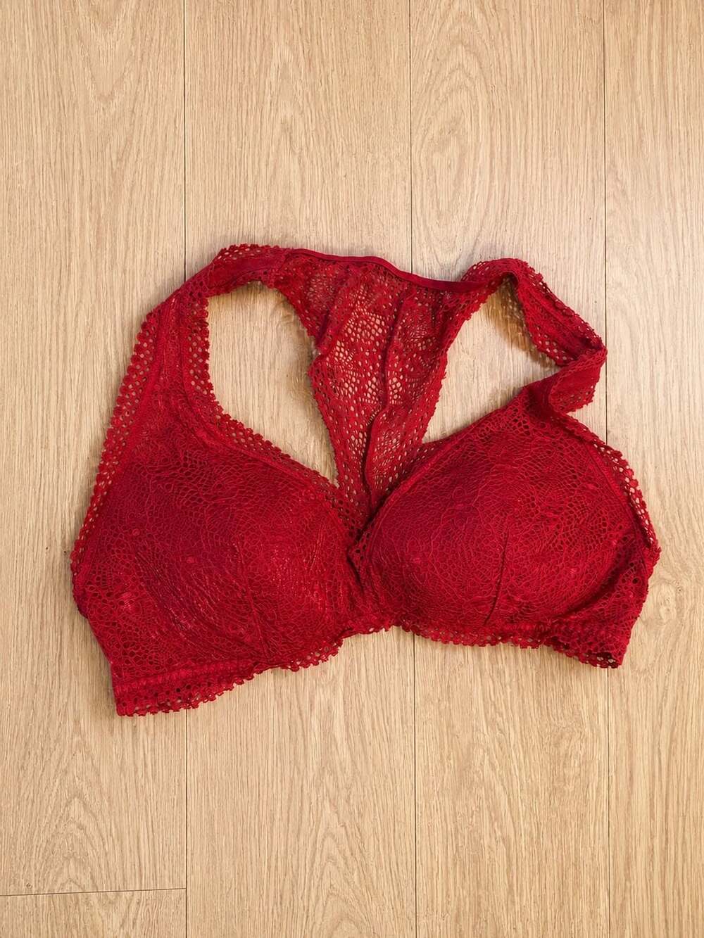 Victoria's Secret Lace Racerback Bralette Red Wireless Pull-On